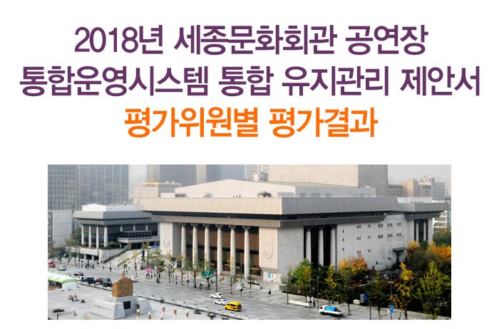 2018년 세종문화회관 공연장 통합운영시스템 통합 유지관리 제안서 평가위원별 평가결과