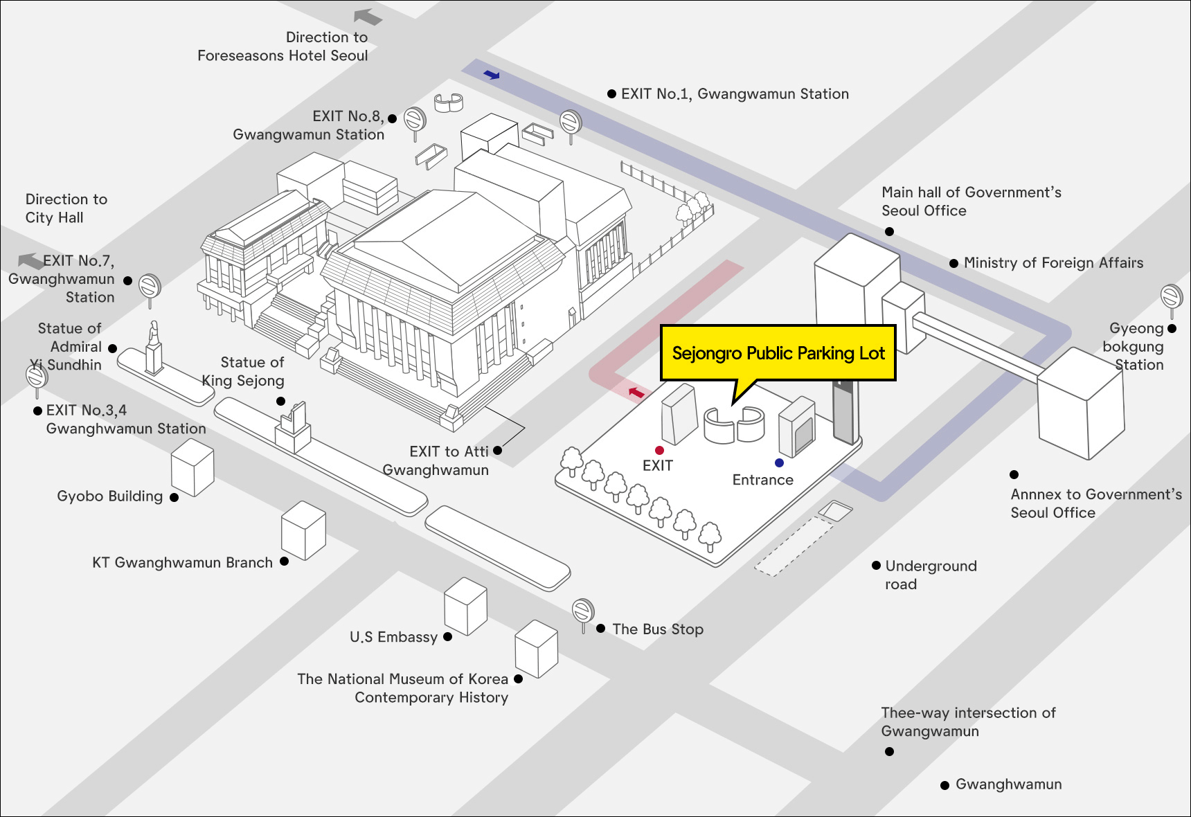 Please refer to the parking lot entrance map below for details.